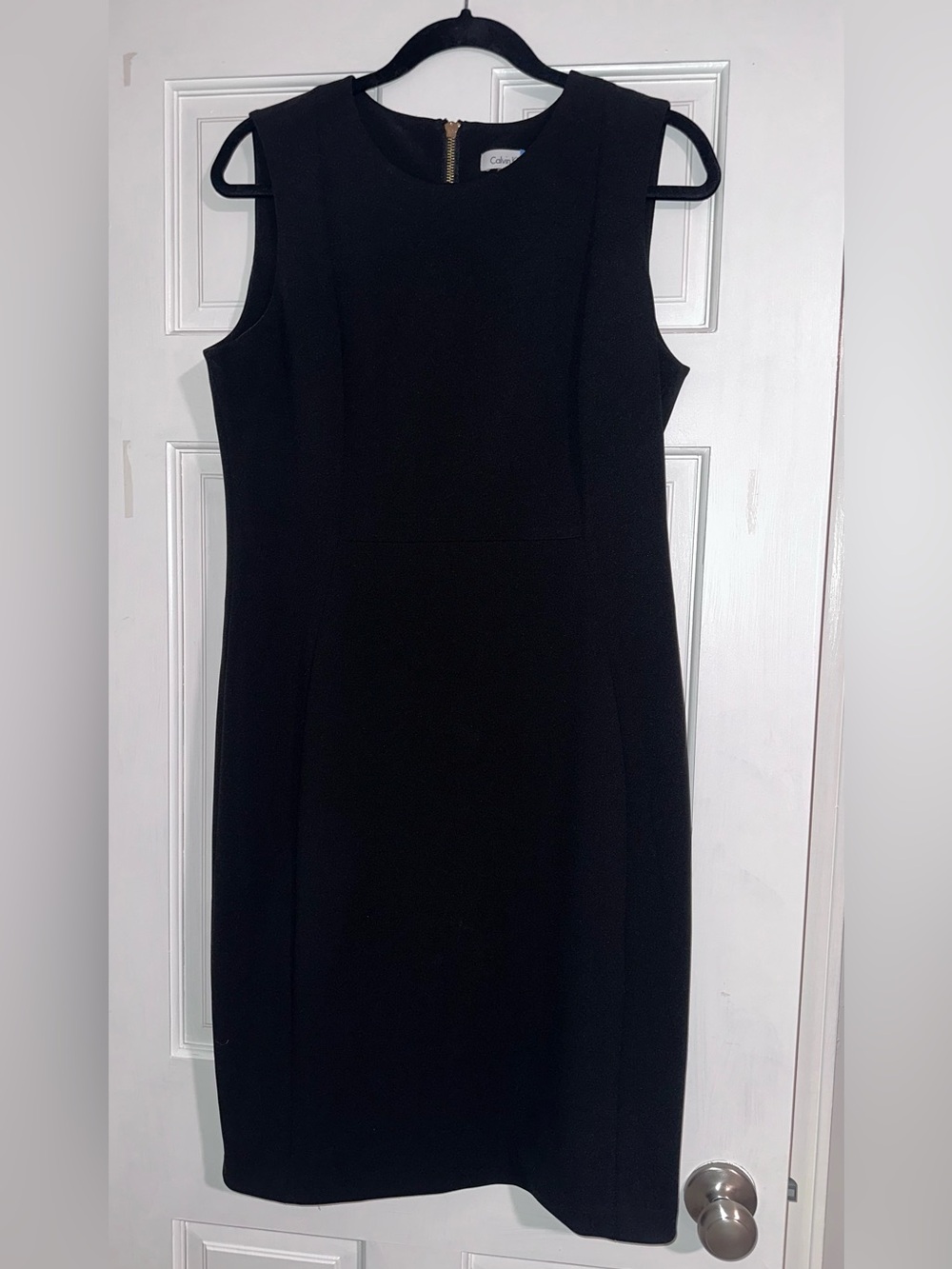 Calvin Klein Black Scuba Crepe Sheath Dress, Size 12 - Picture 2 of 10